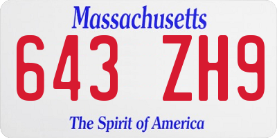 MA license plate 643ZH9
