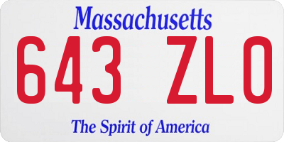 MA license plate 643ZL0