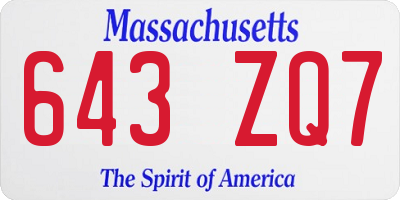 MA license plate 643ZQ7