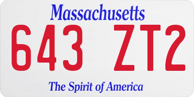 MA license plate 643ZT2