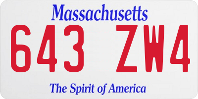 MA license plate 643ZW4