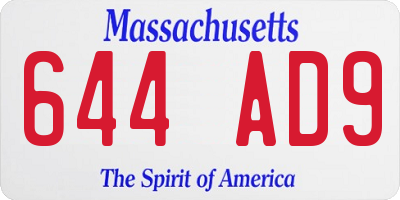 MA license plate 644AD9