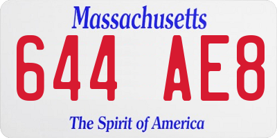 MA license plate 644AE8