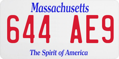 MA license plate 644AE9