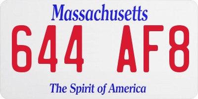 MA license plate 644AF8