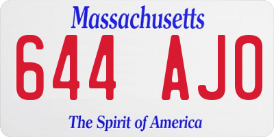 MA license plate 644AJ0