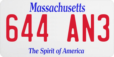 MA license plate 644AN3