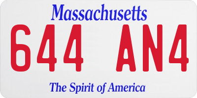 MA license plate 644AN4
