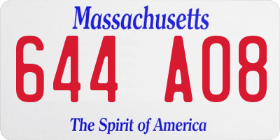 MA license plate 644AO8