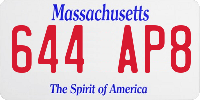 MA license plate 644AP8