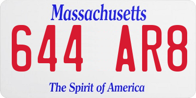 MA license plate 644AR8