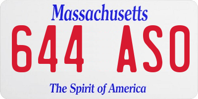 MA license plate 644AS0