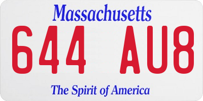 MA license plate 644AU8