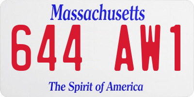 MA license plate 644AW1