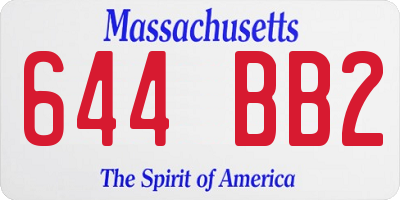 MA license plate 644BB2