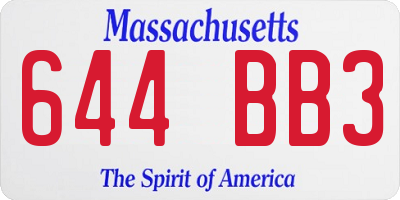MA license plate 644BB3