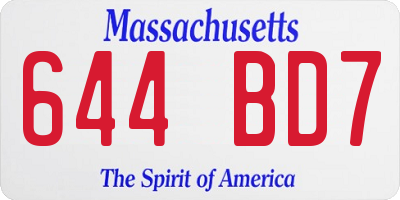 MA license plate 644BD7