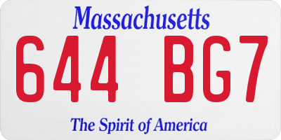 MA license plate 644BG7