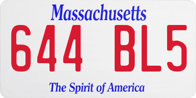 MA license plate 644BL5