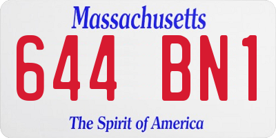 MA license plate 644BN1