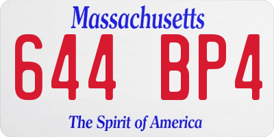 MA license plate 644BP4