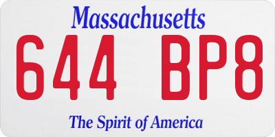 MA license plate 644BP8