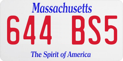 MA license plate 644BS5