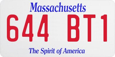 MA license plate 644BT1
