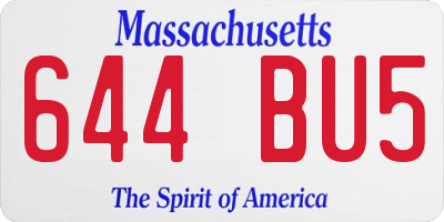 MA license plate 644BU5
