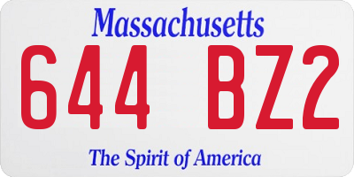 MA license plate 644BZ2