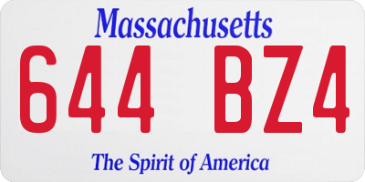 MA license plate 644BZ4