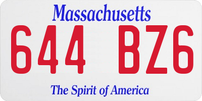 MA license plate 644BZ6