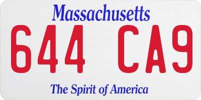 MA license plate 644CA9