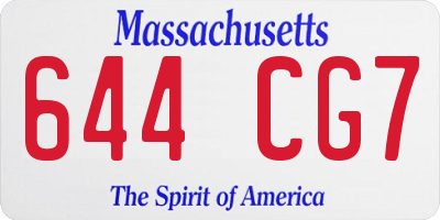 MA license plate 644CG7