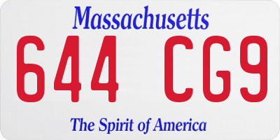 MA license plate 644CG9