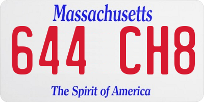 MA license plate 644CH8
