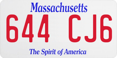 MA license plate 644CJ6