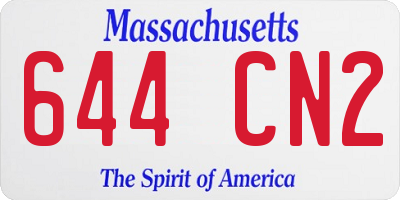 MA license plate 644CN2