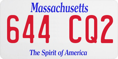 MA license plate 644CQ2