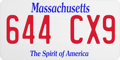 MA license plate 644CX9