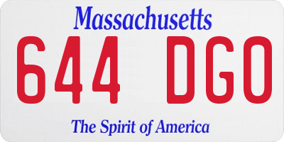 MA license plate 644DG0