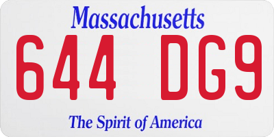 MA license plate 644DG9
