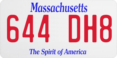 MA license plate 644DH8