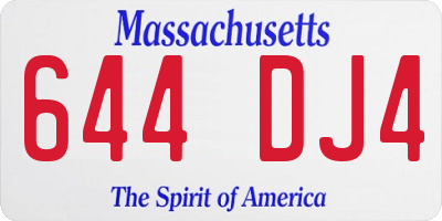 MA license plate 644DJ4