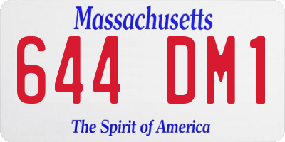 MA license plate 644DM1