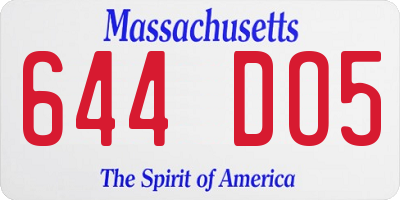 MA license plate 644DO5