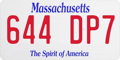 MA license plate 644DP7
