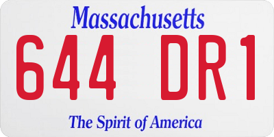MA license plate 644DR1