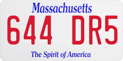 MA license plate 644DR5