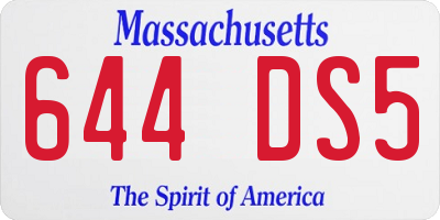 MA license plate 644DS5